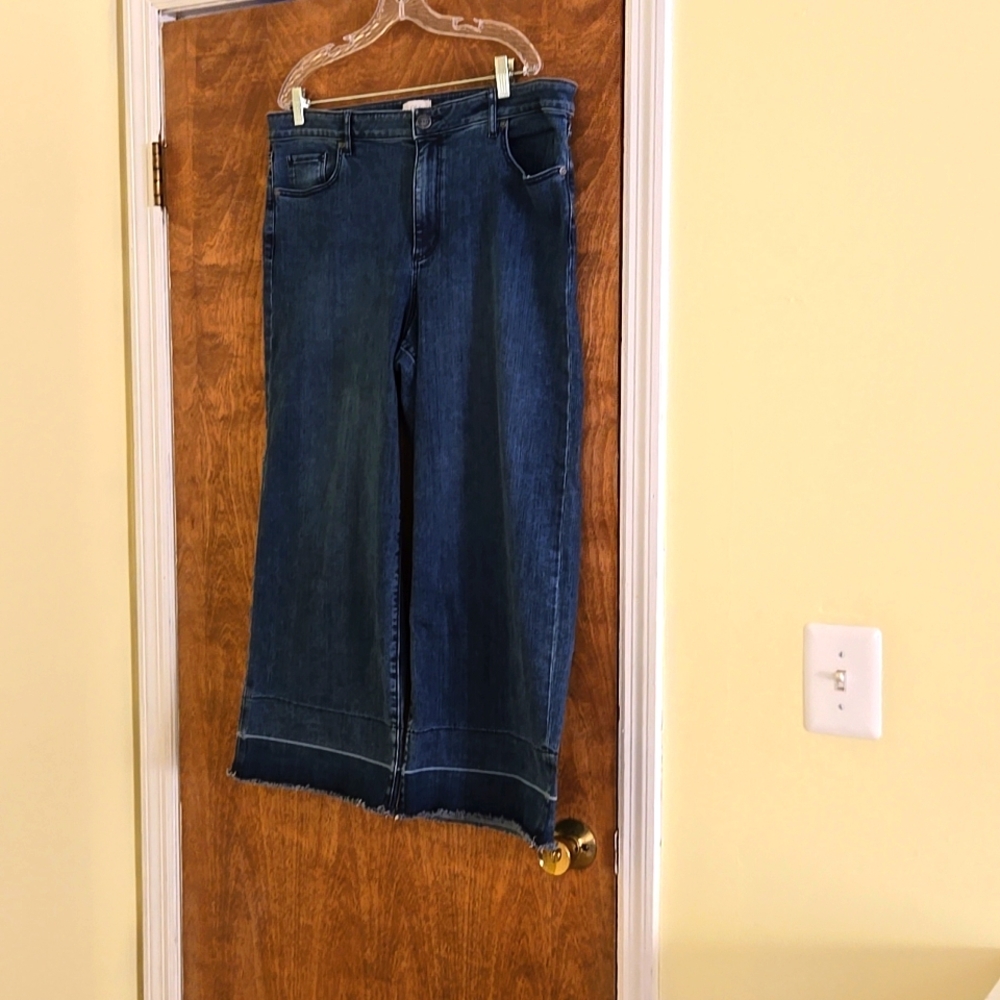LOFT WIDE LEG JEANS IN classic vintage wash SIZE 16